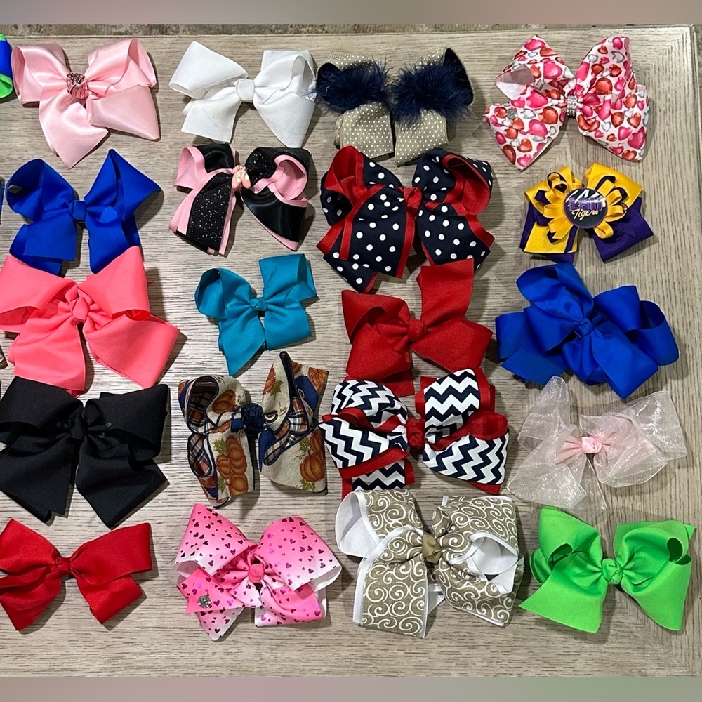 Polka Dot Mega Hair Bow - Blue, White & Red-bundle 2 or more & save on ship - Picture 6 of 7